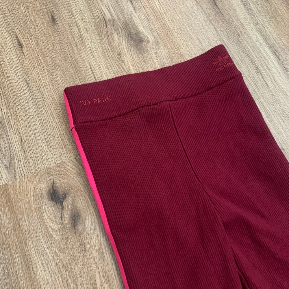 Adidas x Ivy Park ribbed knit skinny leggings in burgundy pink - size s women - Picture 4 of 9